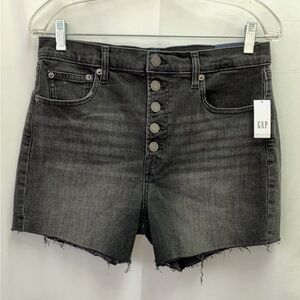 GAP Black Jean Shorts High-Waisted Distressed